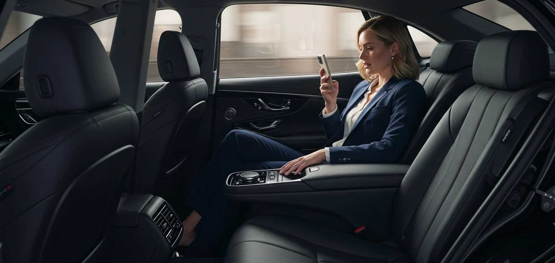 Chauffeur car in Dubai at sunset