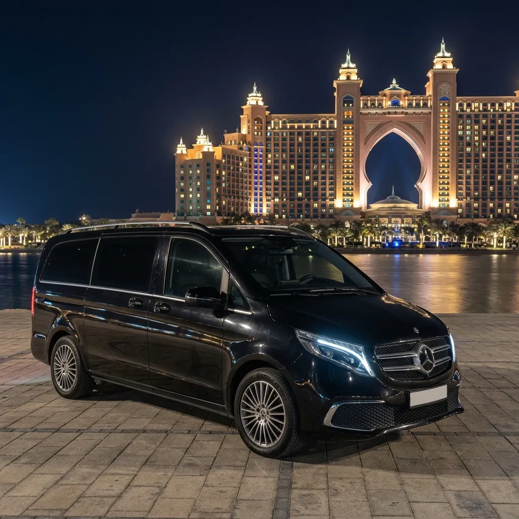 Mercedes V-Class luxury van with chauffeur in Dubai