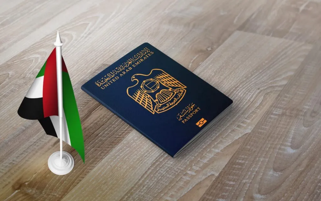 UAE passport and aircraft for a Dubai visa application